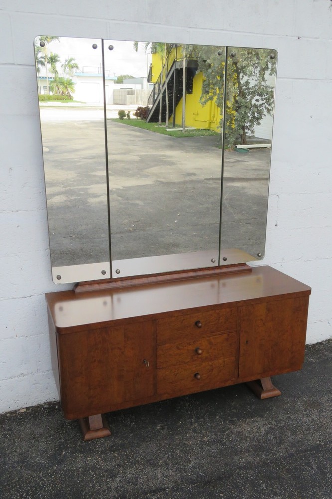 French Deco Early 1900s Vanity Makeup Table with Mirror 5173