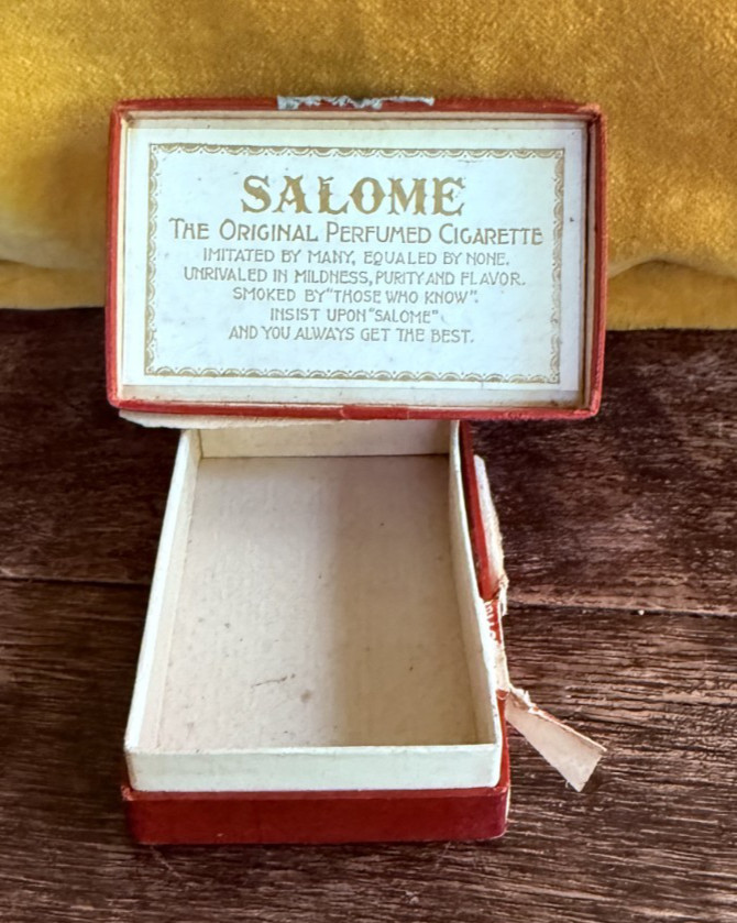 Antique 1920's Salome Perfumed Cigarettes Cigarette Box Cork Tip