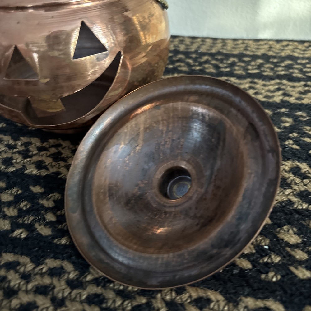 Copper Jack-O-Lantern Cauldron with Brass Handle & Lid~Made in Turkey