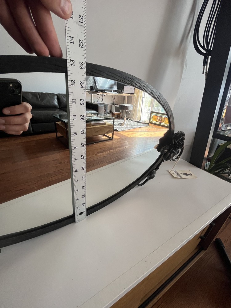 French Art Deco Wrought Iron Fer Forge Wall Mirror