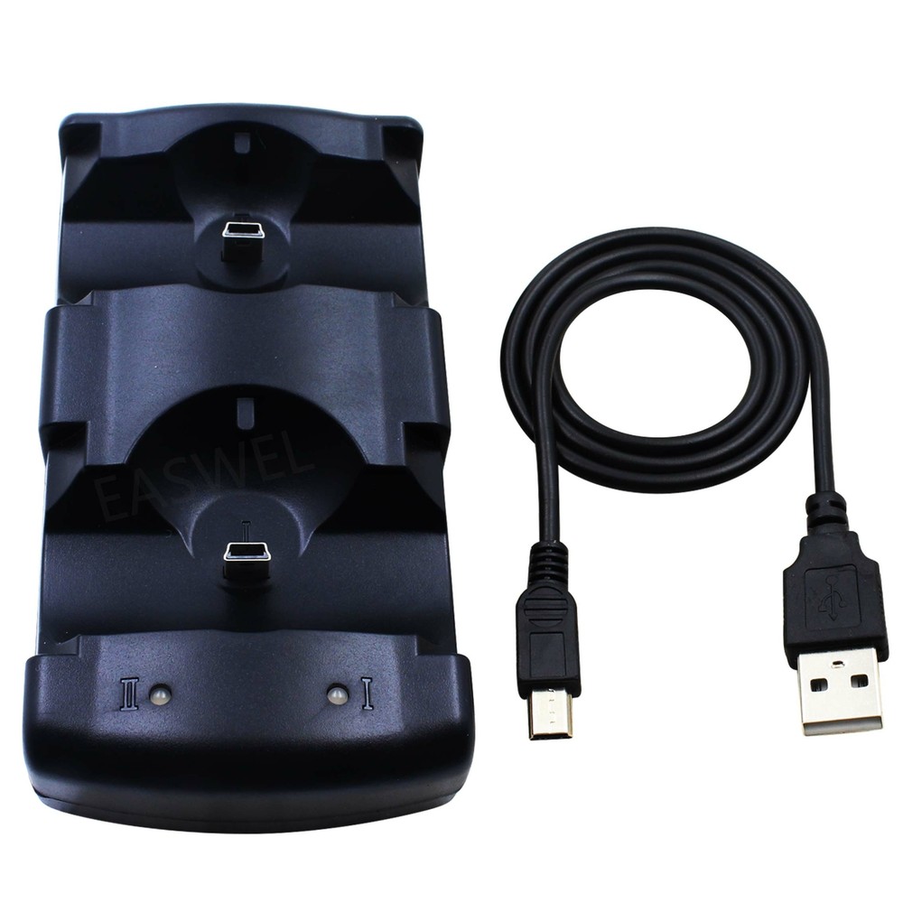 USB Double Charger Dock Stand Charging Station for PS3 Move Wireless Controller