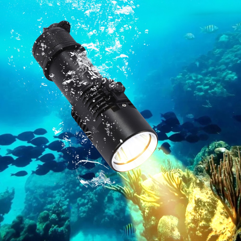 Dive Light Compact Bright Diving Torch Submersible Flashlight Lamp+Battery Set