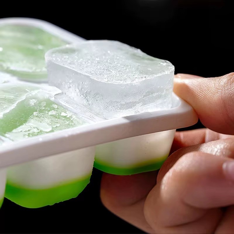 Ice Cube Tray, 4 Pack Silicone Ice Tray, 14 Ice Cube Molds with Lids, Stackable