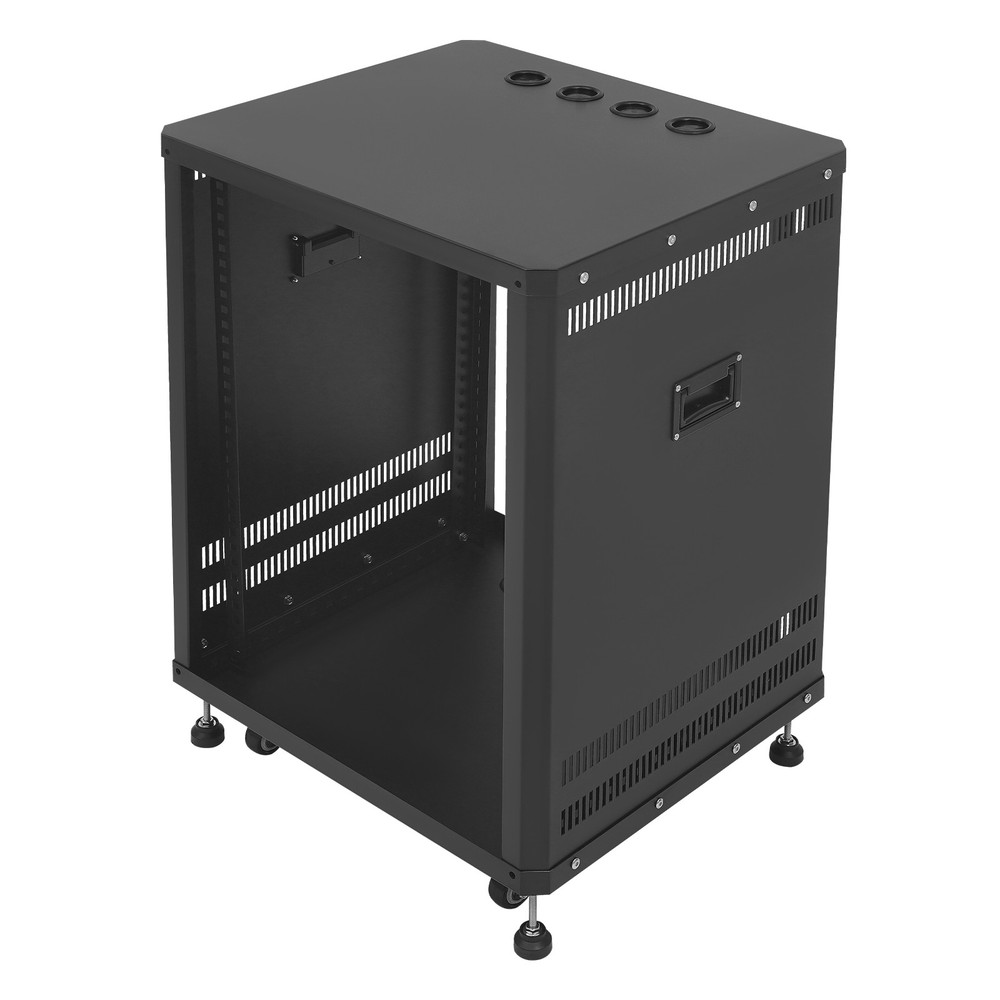 15U Audio Rack, Audio Rack with Feet & Wheels, Rolling Studio Rack Case