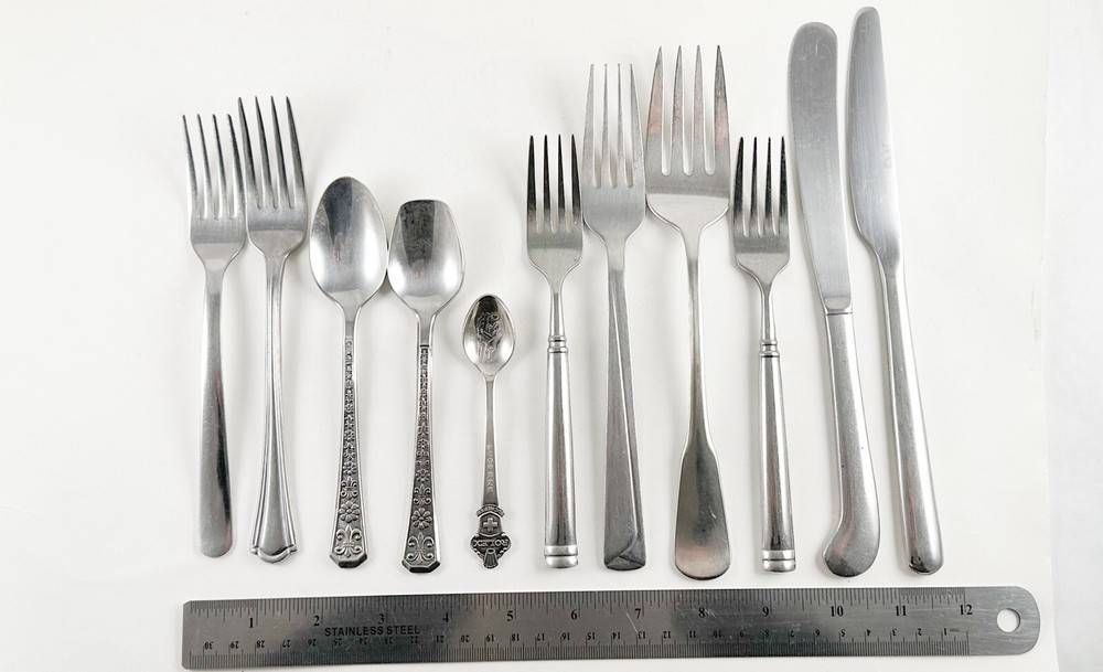 Vintage Mixed Lot Silverware Flatware Stainless Steel Serving Dinner Utensils