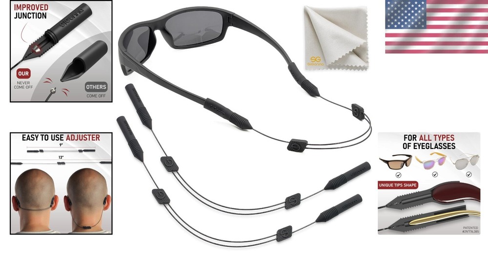 Durable Eyewear Retainer with Adjustable Length - 13" Eyeglass Strap Holder