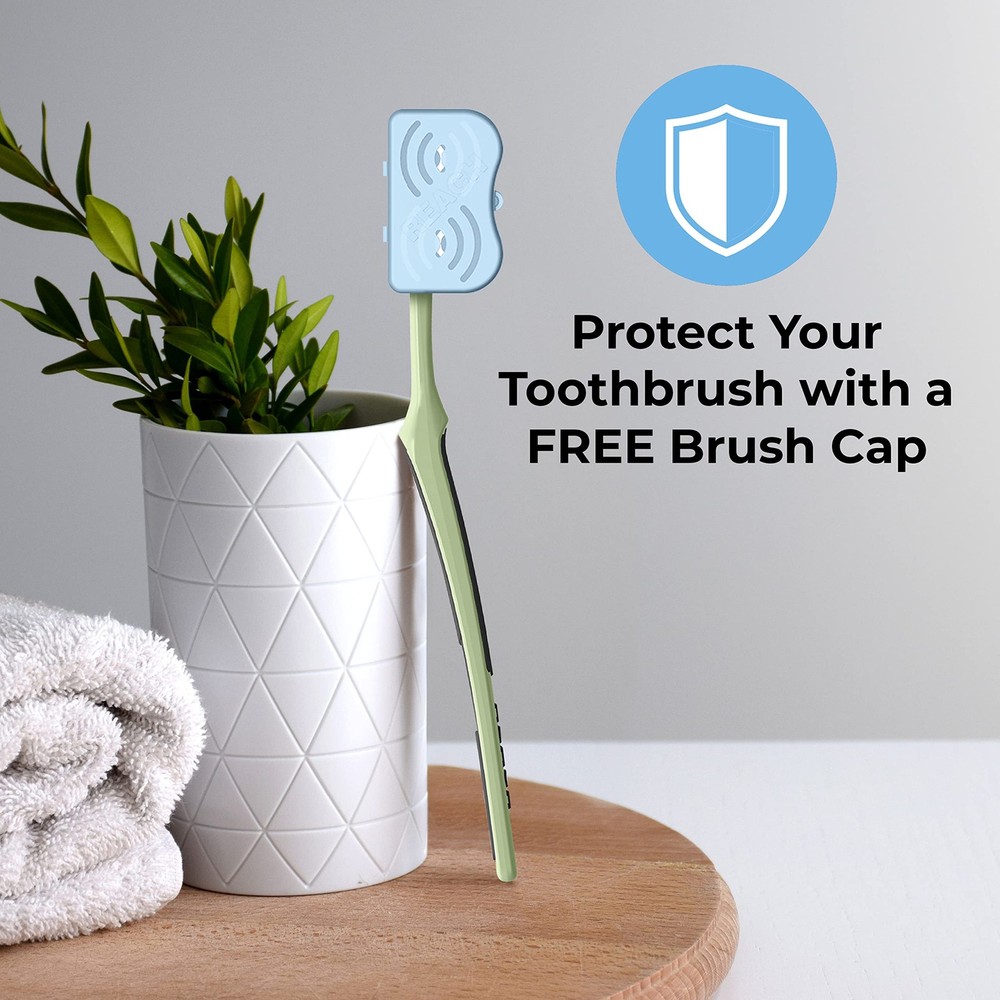 Advanced Design Toothbrush with Toothbrush Cap, Angled Neck, Medium Bi-Level ...