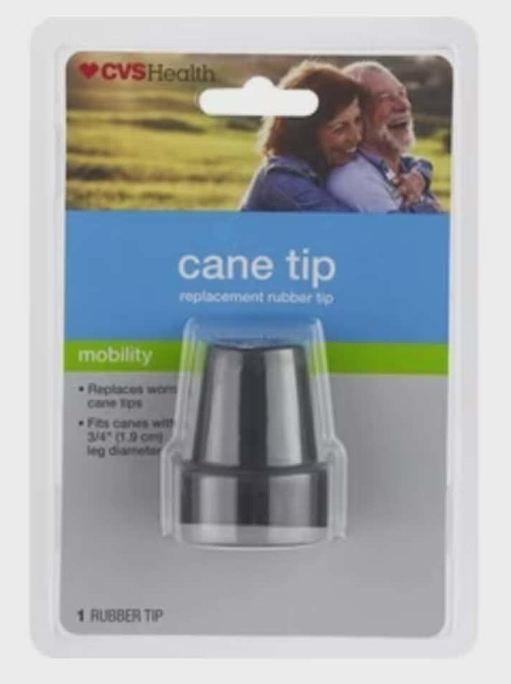 ~ CVS Health ~ Replacement ~ Rubber Cane Tip ~ Black ~ 3/4" ~ Cane Mobility ~
