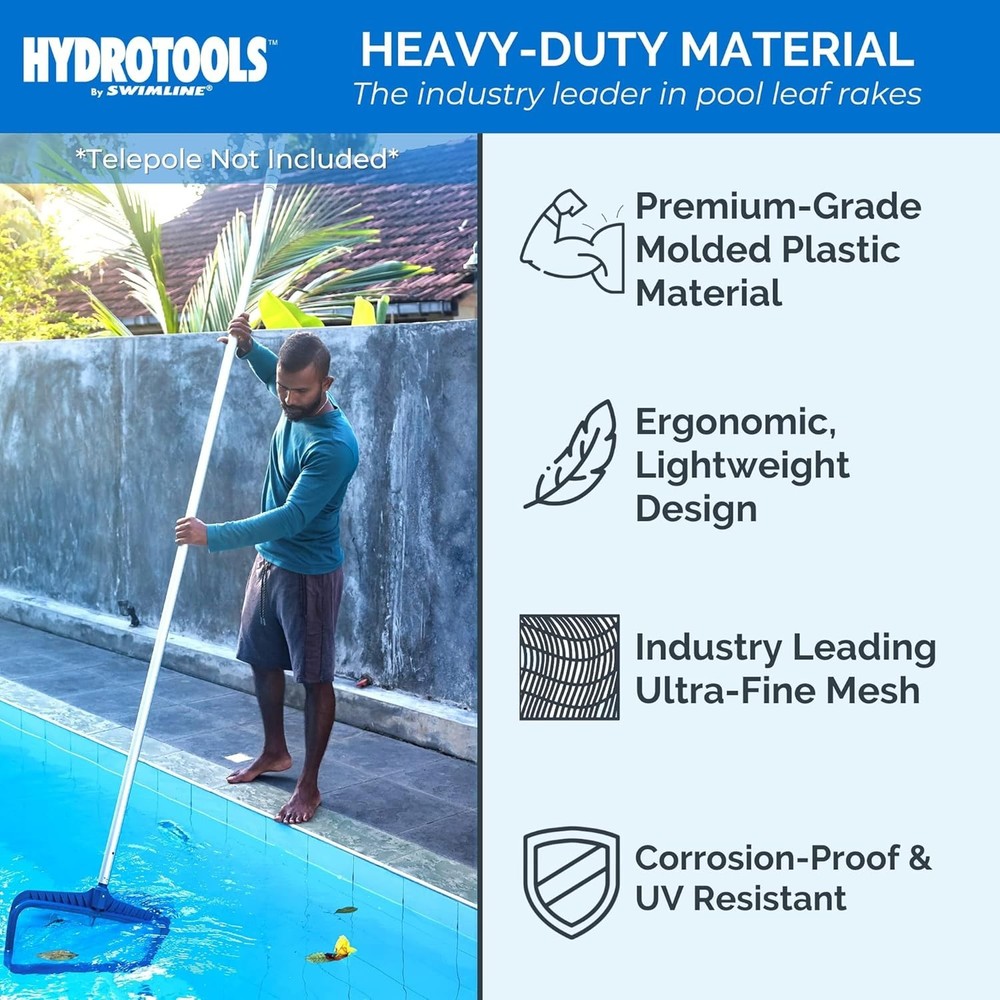 Hydrotools Leaf Rake Extra Large Deep Mesh Pool & Pond Skimmer Net