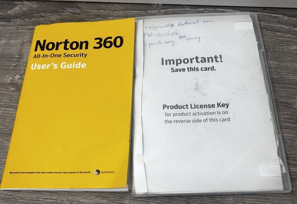 Norton 360 Antivirus Software CD With Manuel Guide Book