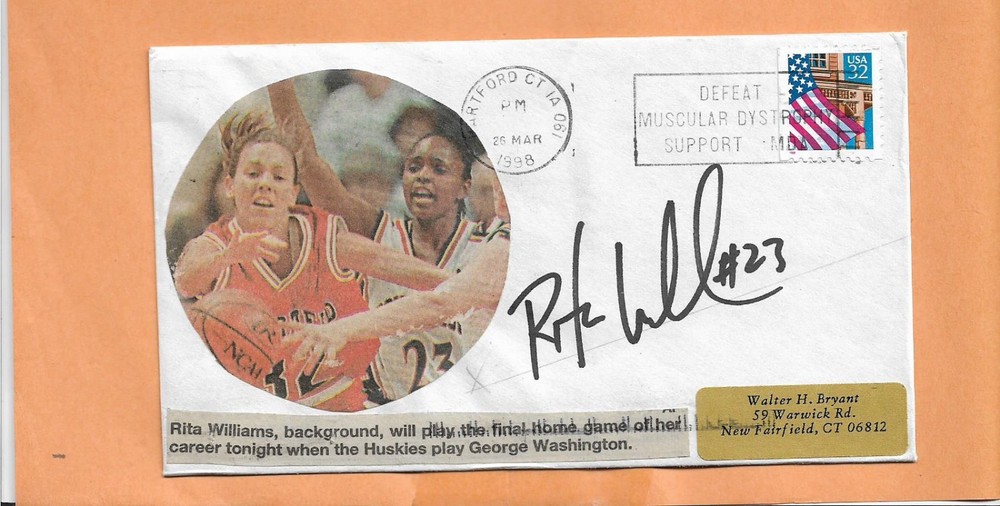 RITA WILLIAMS  SIGNED COVER MAR 1998 HARTORD