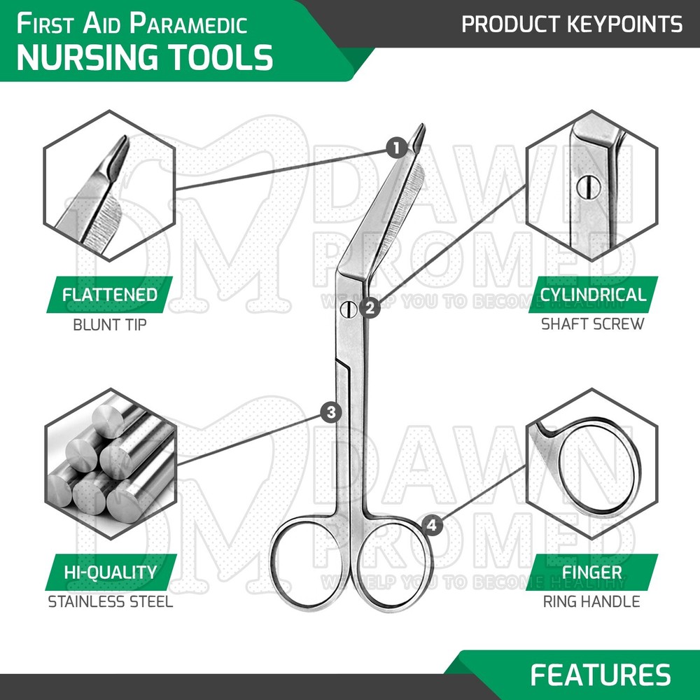4 Pcs First Aid Paramedic Essential Nursing Tools Surgical Instruments - Black