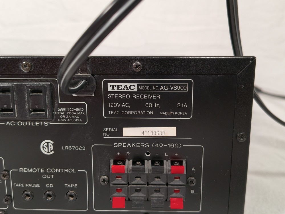 Teac AG-VS900 Audio/ Video Stereo Receiver Bundle With Remote Tested Working