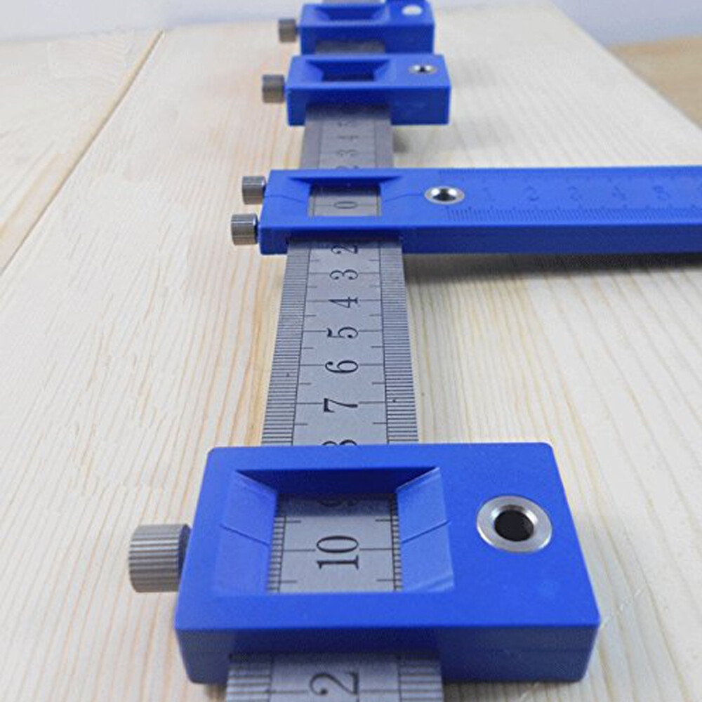 Adjustable Drill Template Guide Punch Locator Cabinet Hardware Jig Dowelling Kit