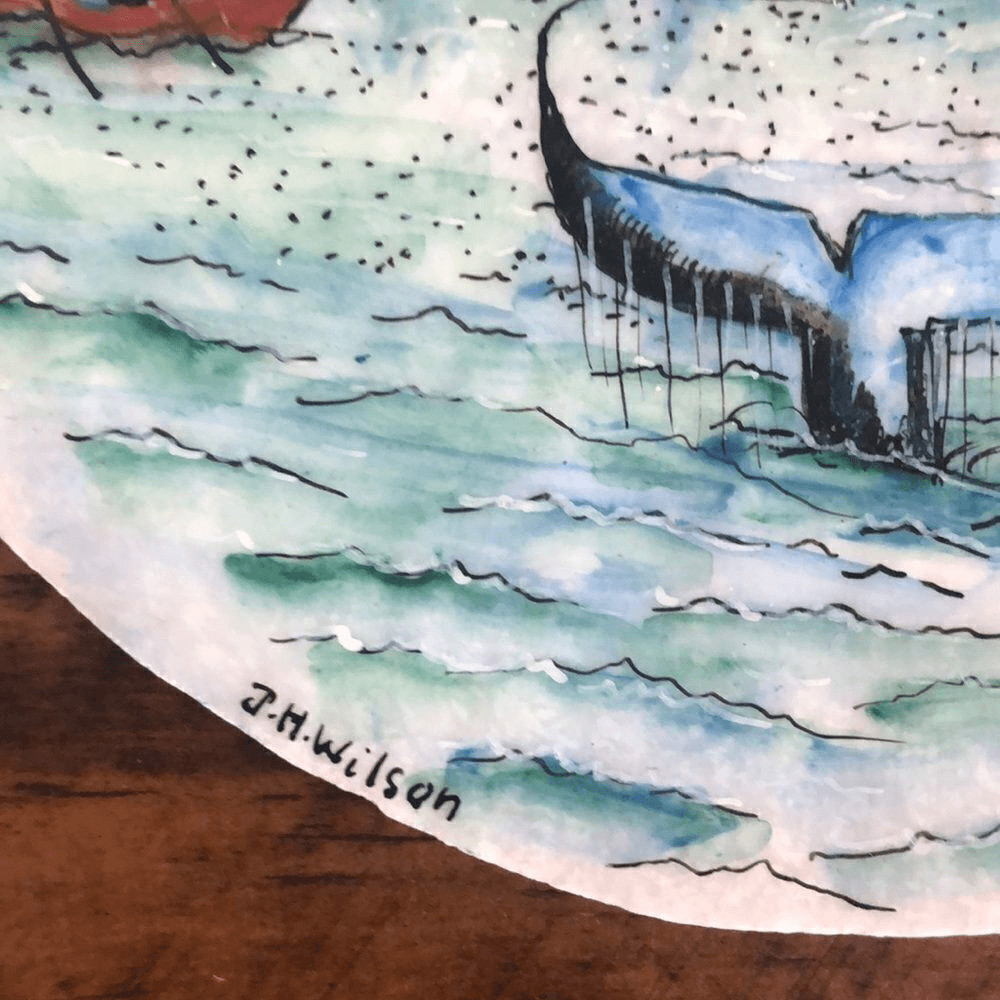 Beautiful Hand painted scallop shell - Maine Ocean