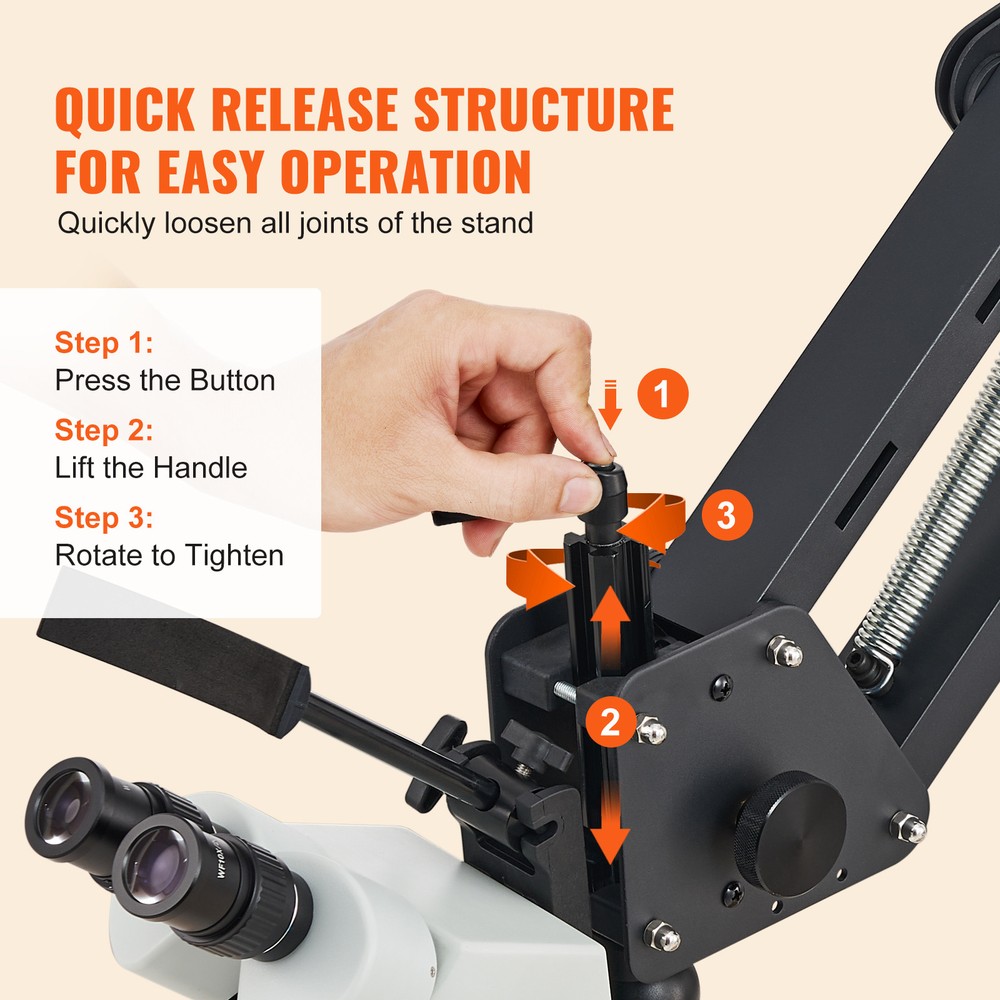 VEVOR Multi-Directional Microscope with Spring Bracket Ring Light 7X-45X Jewelry
