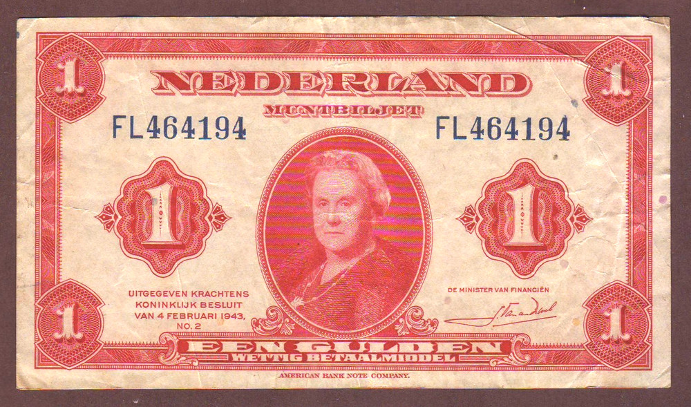 NETHERLANDS  1 Gulden  1943