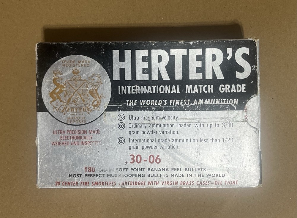 Vintage "Herter’s" .30-06 Match Grade Ammo Box. EMPTY
