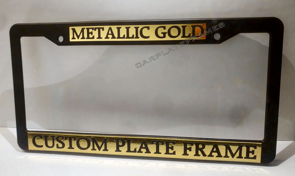GOLD METALLIC TAG HOLDER CUSTOM TEXT WORDING CUSTOMIZED License Plate Frame