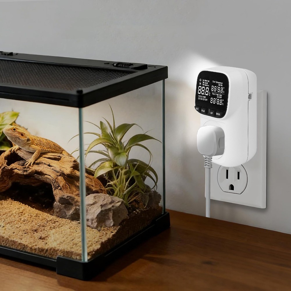 Digital Temperature Controller, Thermostat Outlet Plug,Cyclic Timing White