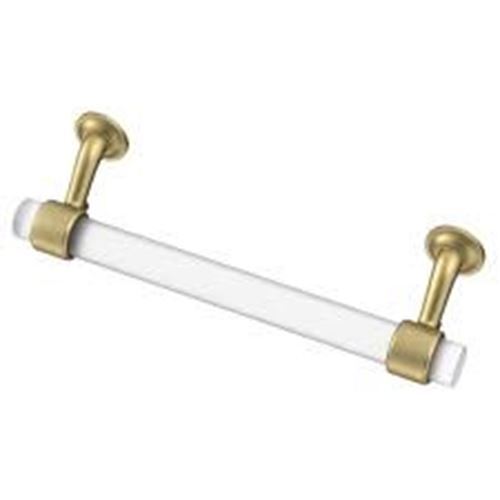 5-1/16" Floating Frosted Glass Pull with Brushed Brass