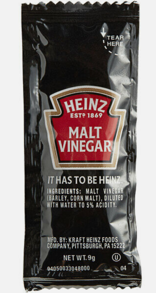 Heinz 9 Gram Malt Vinegar Portion Packets - 50 Per Case