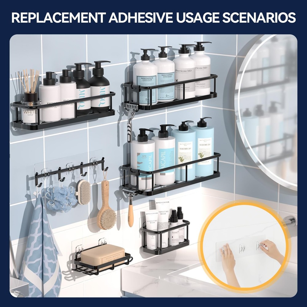 YASONIC 2-Pack Shower Caddy Adhesive Replacement - 2 PACK, Transparent