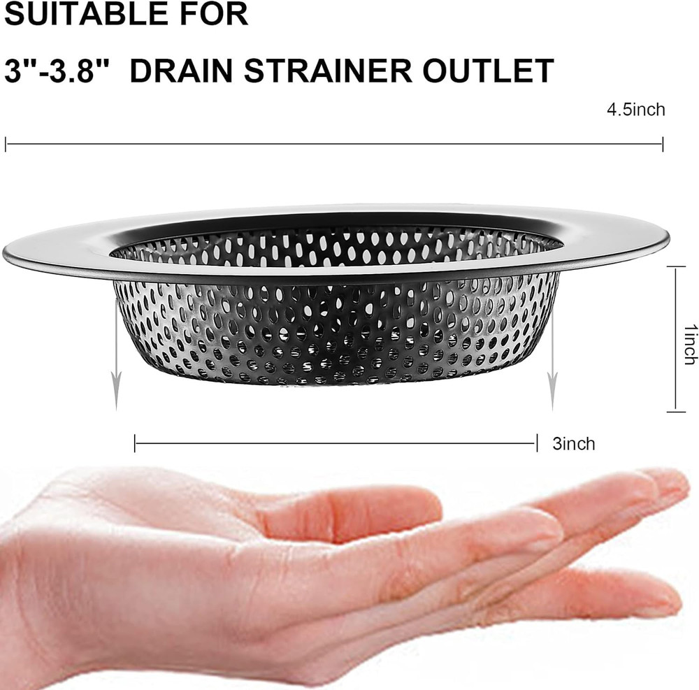 Kitchen Sink Strainer Stainless Steel, Kitchen Sink Drain Strainer, Silver-Black