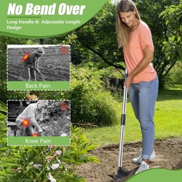 Weed Puller Tool with Long Handle，2 in1 Claw Weeder Remover Tool Steel Head W...