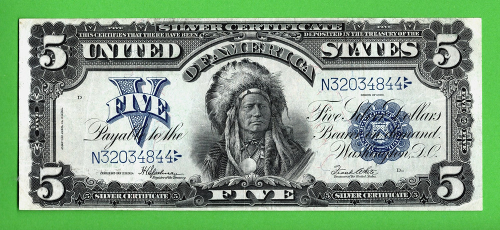 1899 💲5  SILVER  CERTIFICATE 💸 CHIEF NOTE  Fr-281  💸 Very Fine