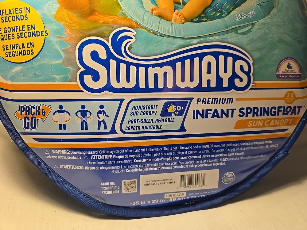 #5002 Swimways Infant Float With Sun Canopy. 3 to 9 Months