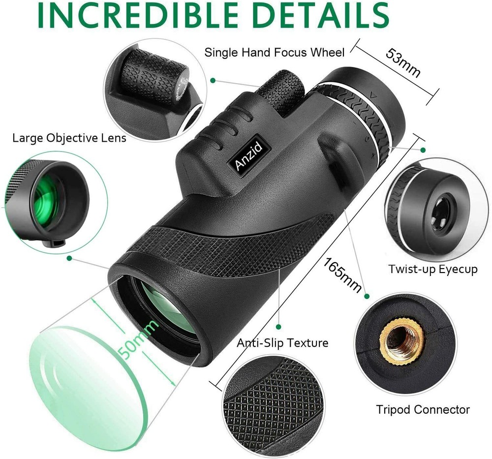 High Power Monocular Telescope Waterproof Monocular with Tripod