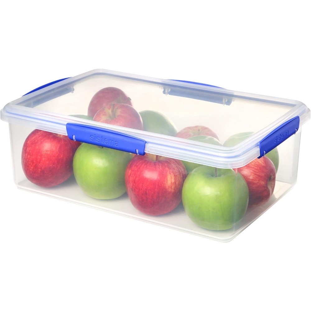 Food Storage Container, 7 L, Airtight & Stackable,BPA-Free,Clear with Blue Clips