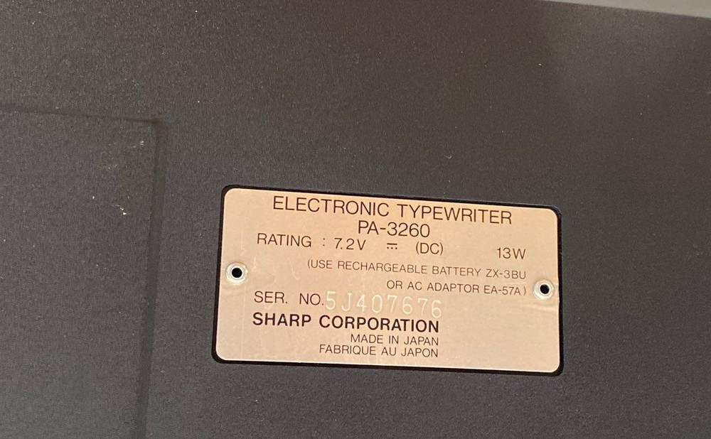 Sharp Electronic Typewriter PA-3260 Gray Portable Calc uTyping Manual Case