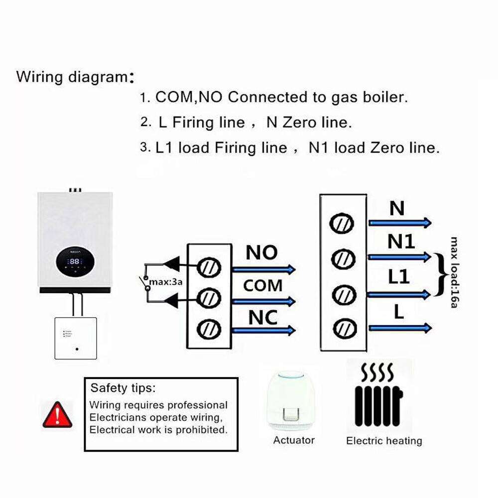 RF Wireless Thermostat Water Boiler Programmable Temperature Controller 433MHZ`