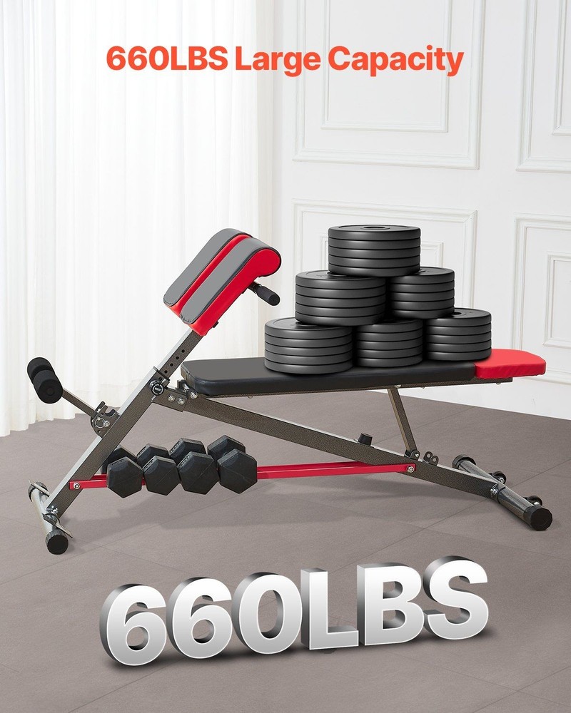 660lb Versatile Back Extension Bench with Adjustable Arm & Core Setup