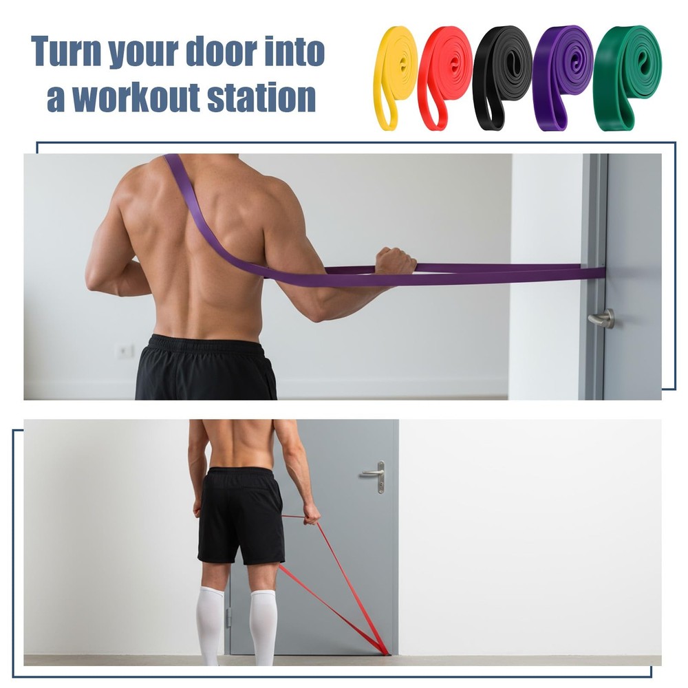 8pcs Pull Up Assistance Bands Set 5pcs Resistance Bands & 2pcs Thin Pull Up B...