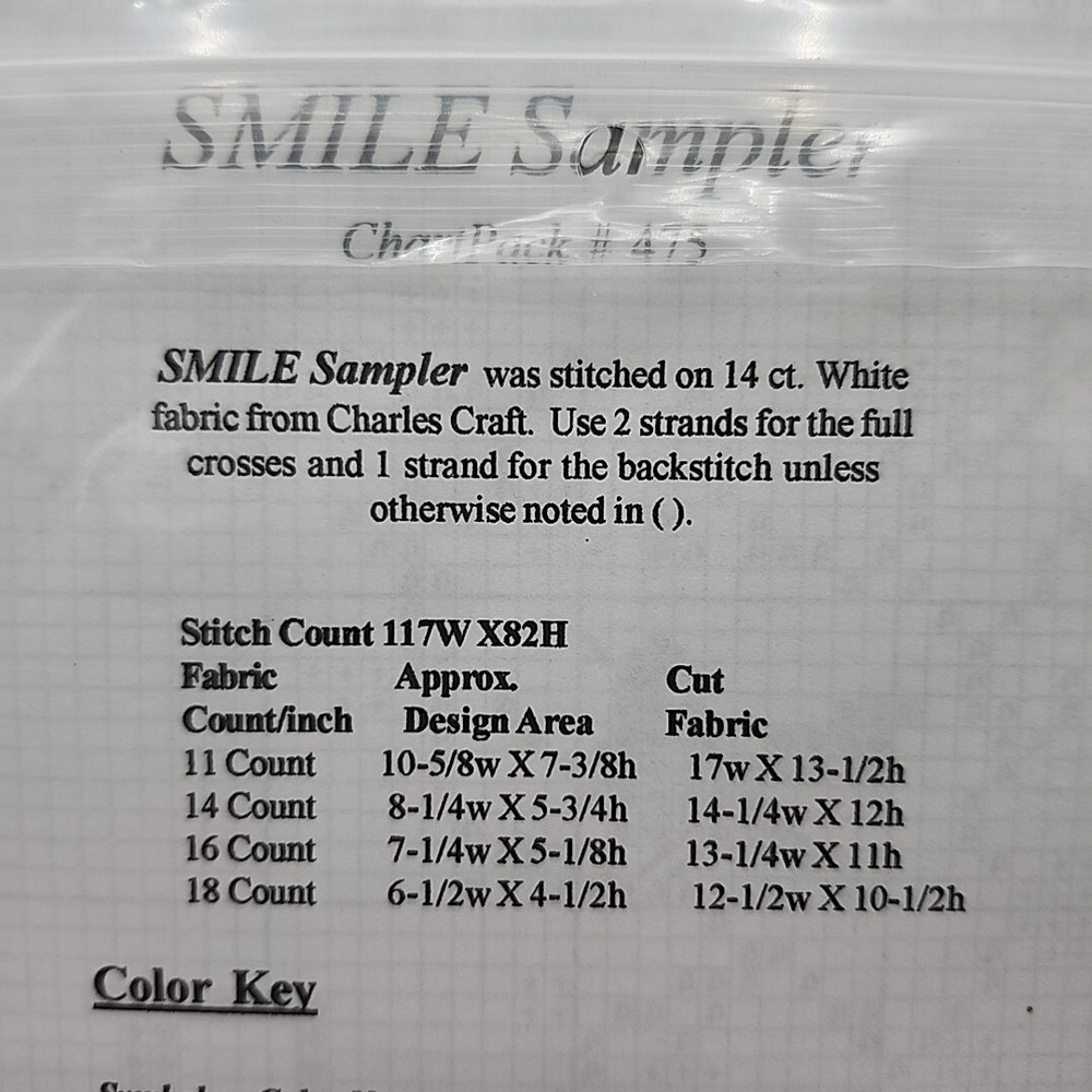 A Pegasus Publication Smile Sampler Counted Cross Pattern Chart Chartpack #475