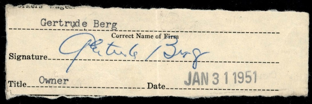 Gertrude Berg Autograph