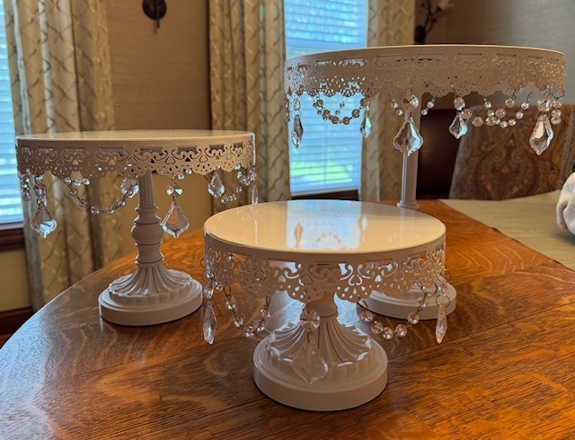 Three-Piece White Dessert Display Set: