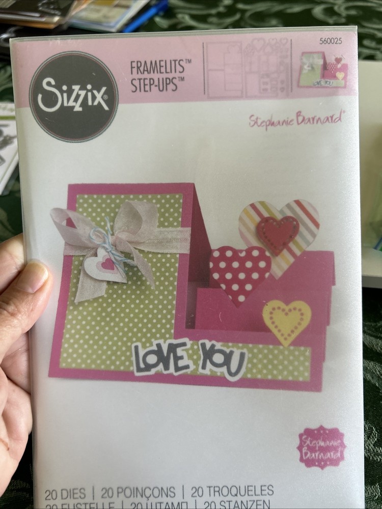 Lot Of 3 Sizzix Thinlits Fold A Long Framelits Step Ups Hearts Cactus Cards