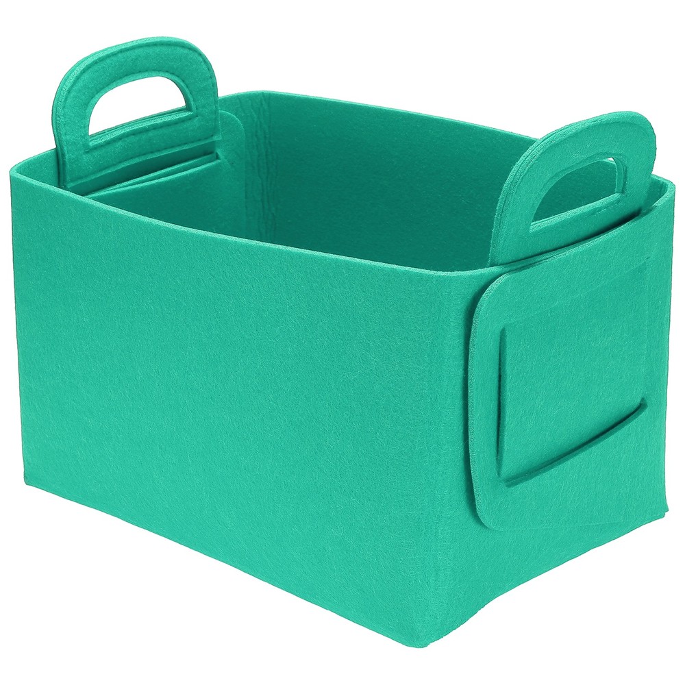 Felt Storage Bin, 11x7x5.9" Felt Storage Box with Handles, Blue