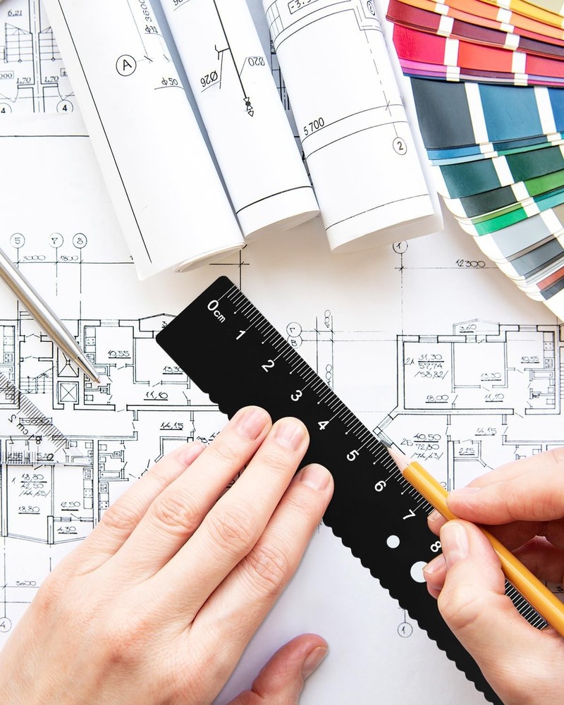 Triangular Ruler Set, 4 Pieces Aluminum Alloy Ruler, Metal Drafting Ruler