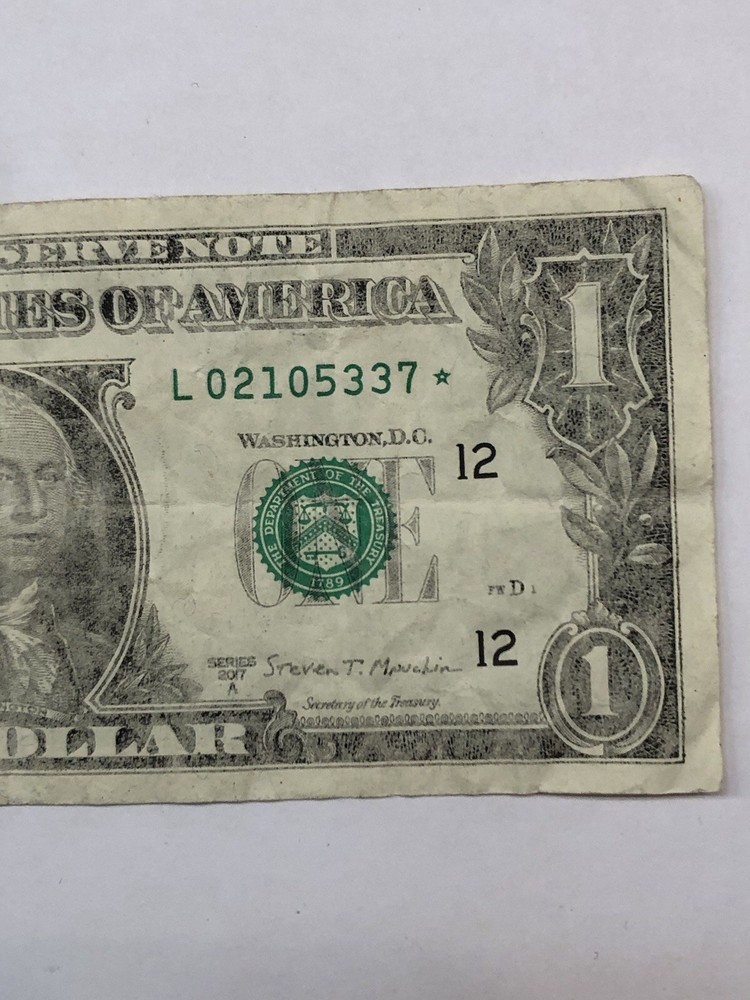 Insufficient Ink Error 2017 $1 Dollar Replacement Star Notr
