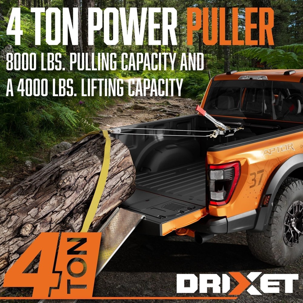 Come Along Winch Heavy Duty - 4 Ton Power Puller Hand Winch with Cable and Pu...