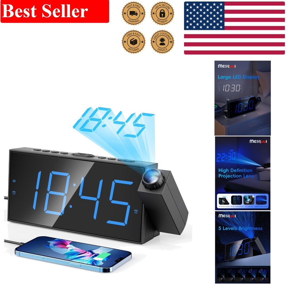 Stylish Digital Projection Clock with Battery Backup & Adjustable Brightness