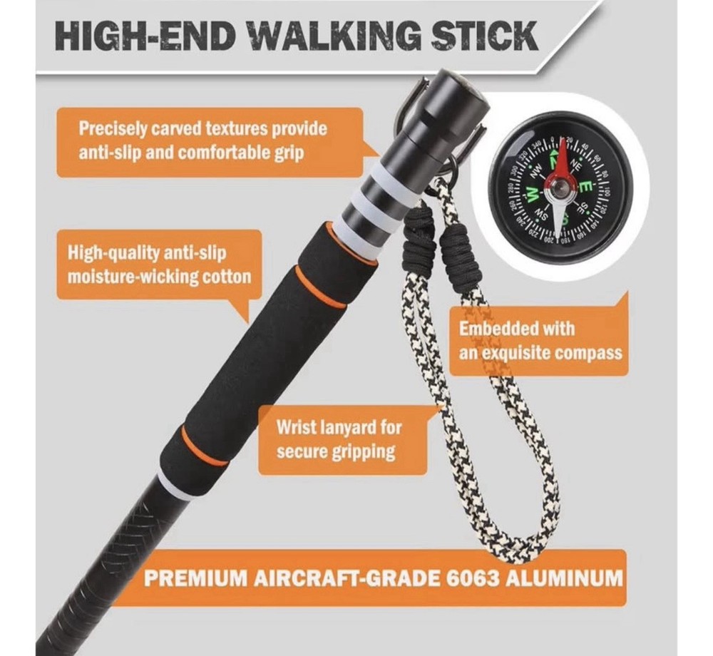 Lightweight Survival Hiking Stick - Adjustable Trekking Pole