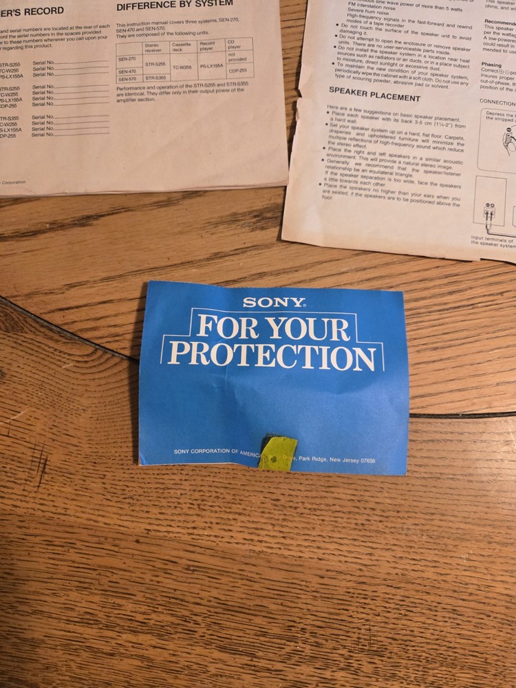 Vintage Sony Sen-570 Instruction Manual