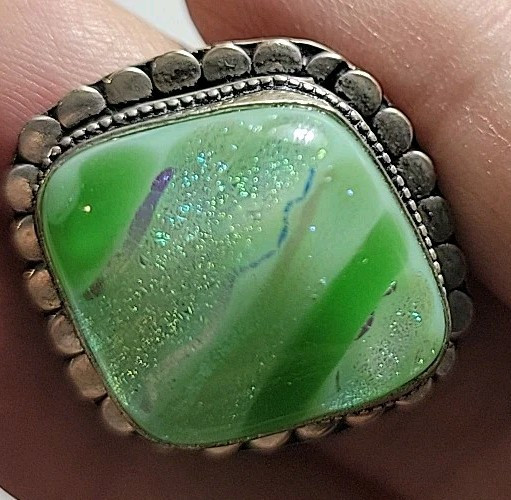 I Think Stone Is Chryoprase With Ring Marked 925 Size 5.75"