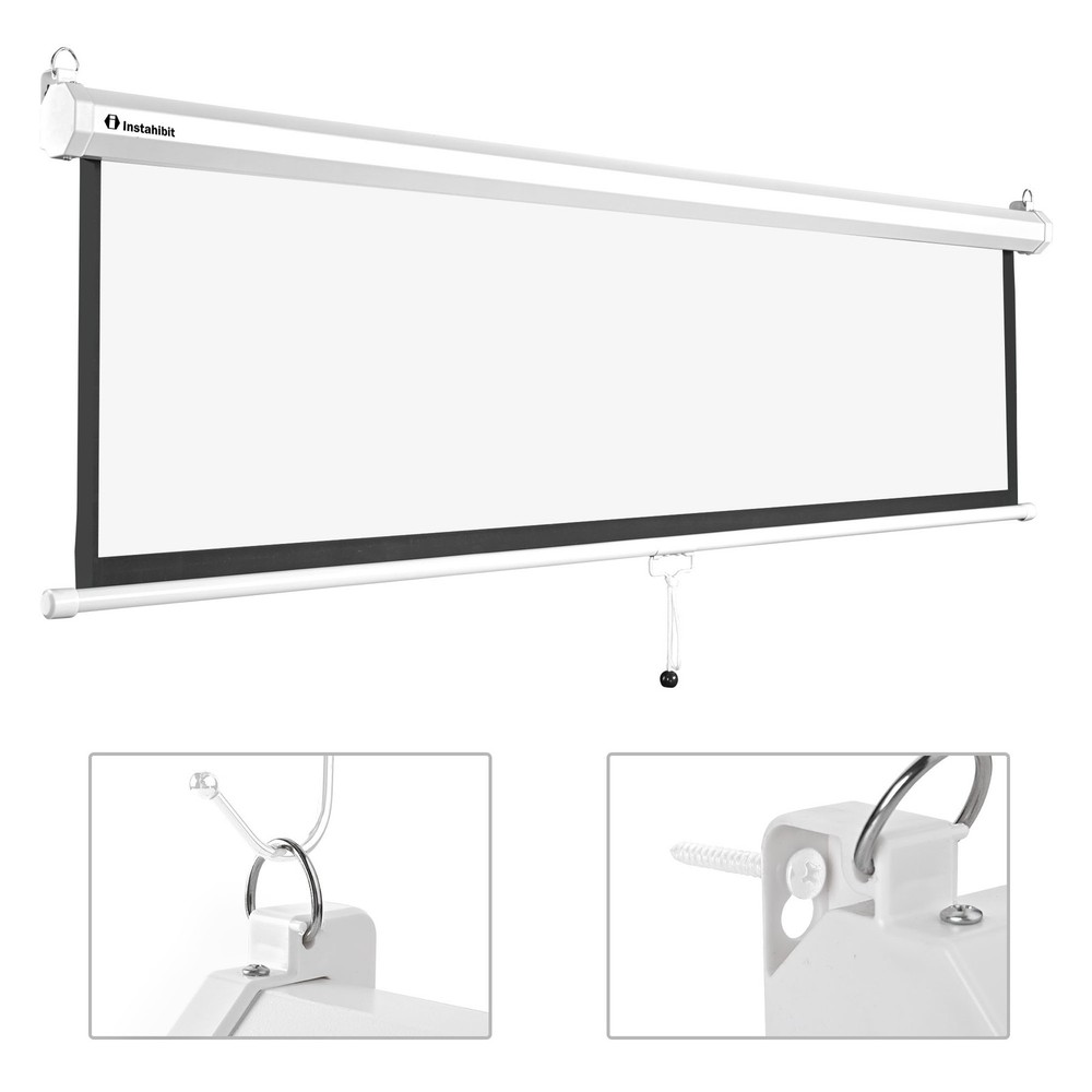 72" 16:9 Manual Pull Down Projector Screen Matte White Movie Video Home Theater